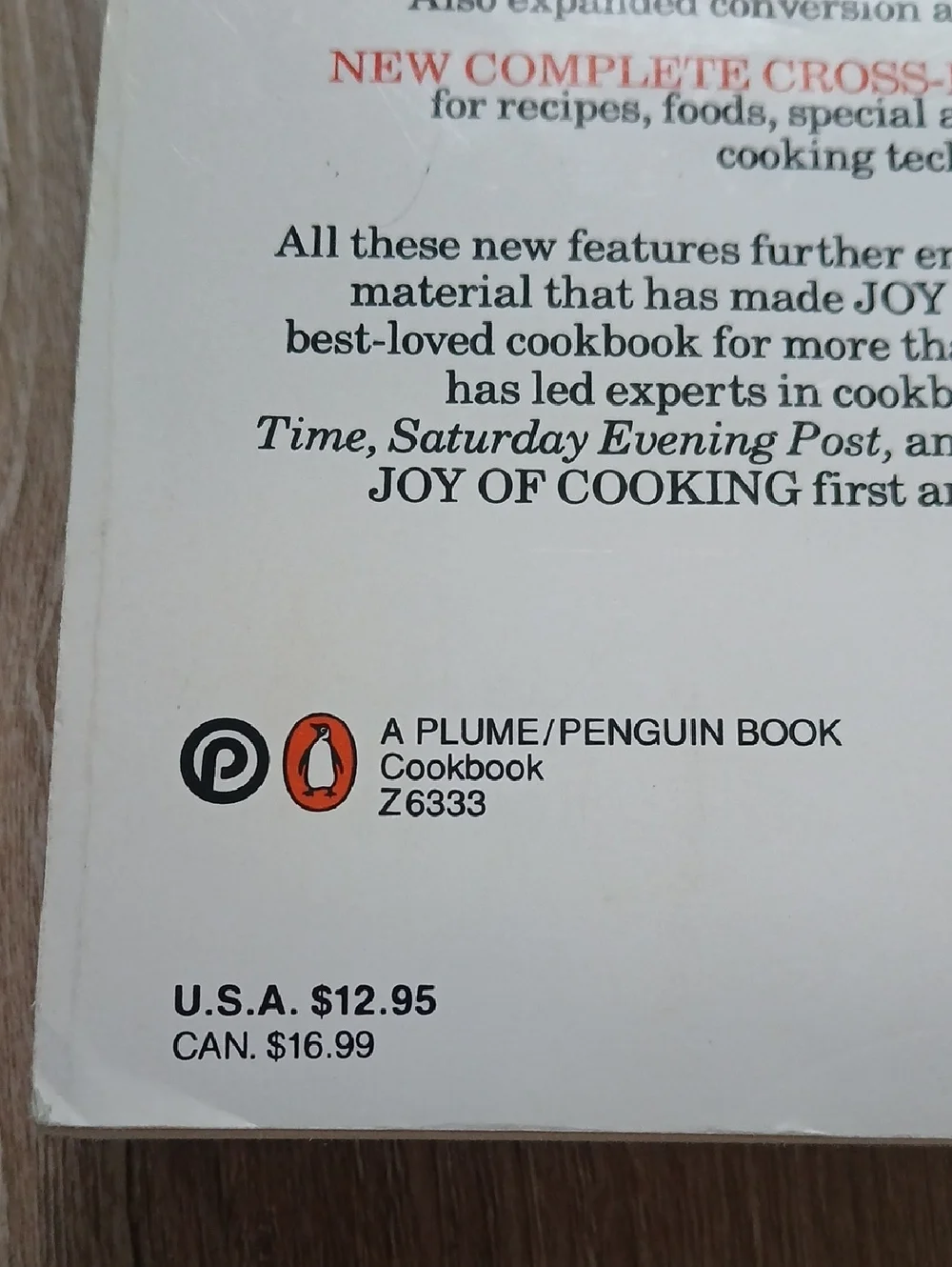Cookbook Joy Of Cooking Paperback All Purpose 1973 Penguin 4,300 Recipes